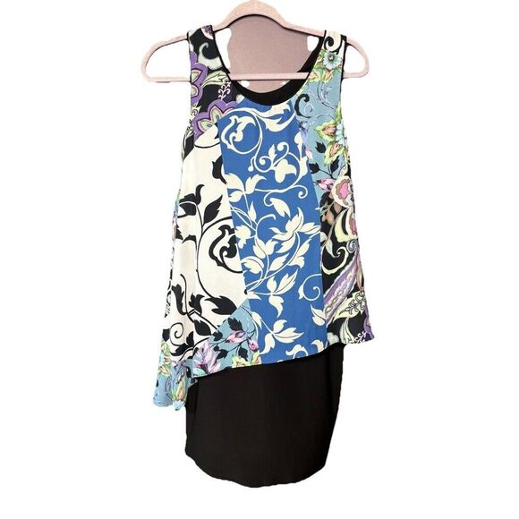 Joseph Ribkoff Floral Chiffon Overlay Dress Size 4 Black Pink Cocktail 191604 - Picture 10 of 10